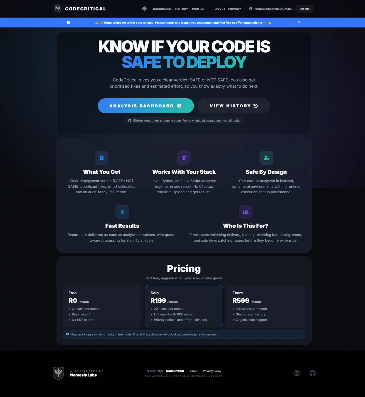 CodeCritical SaaS