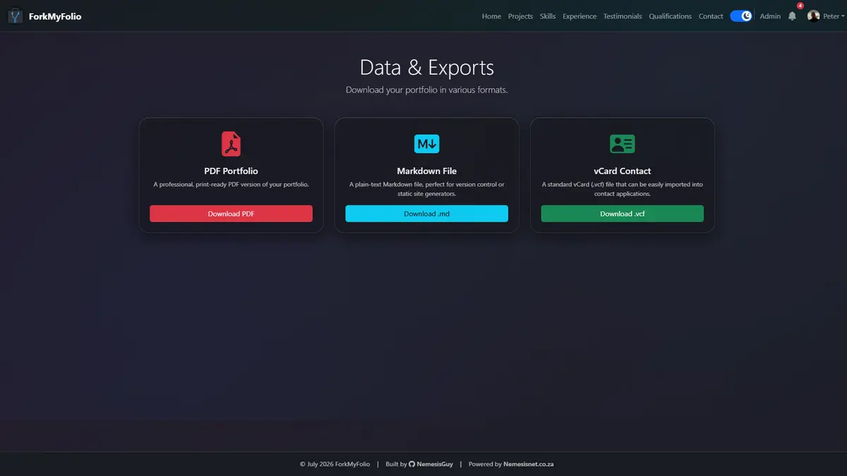 PDF export and backup settings
