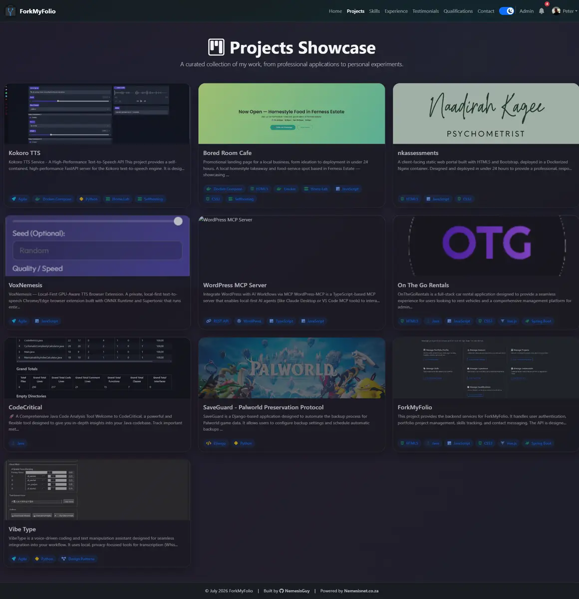 Projects management interface