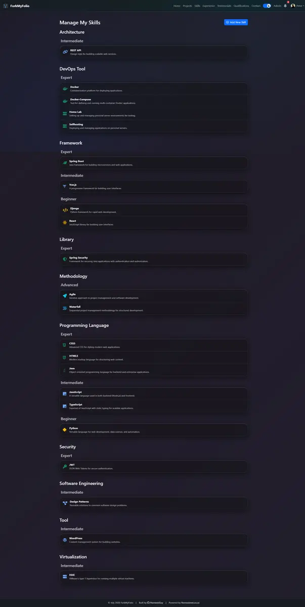 Skills management interface