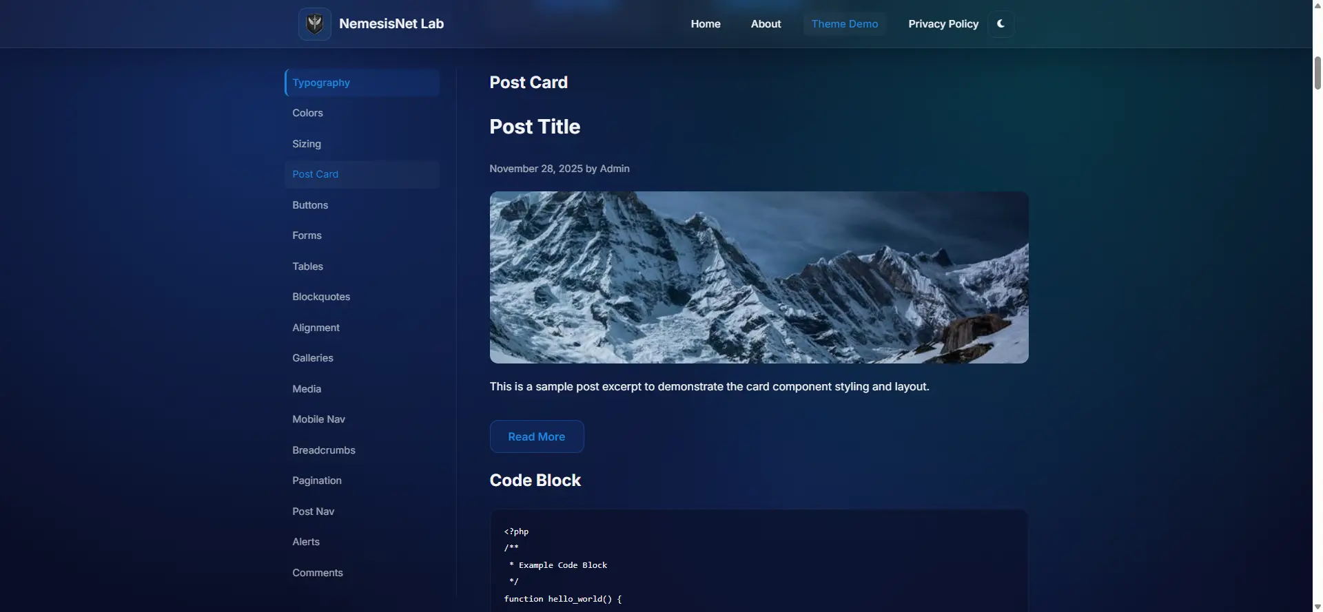 Post Card Component
