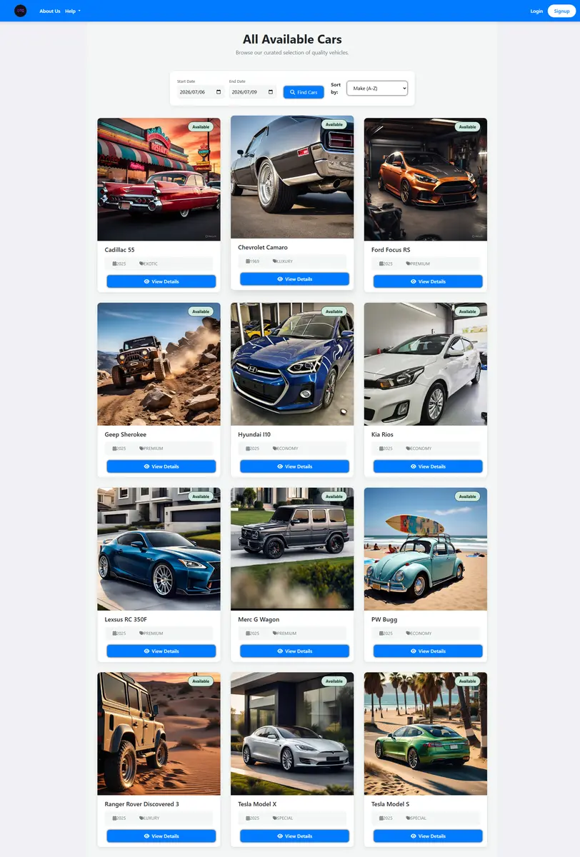 Fleet listing with search and filters